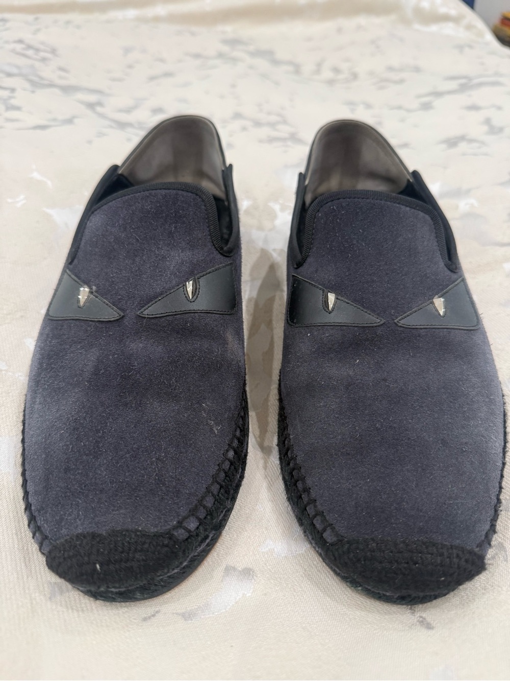 Fendi Men's Suede Slip-On Loafers in Charcoal